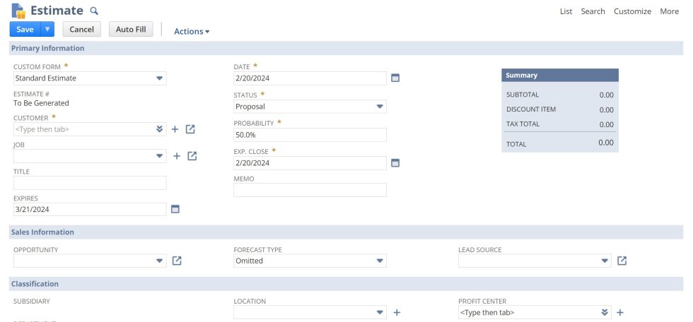 Netsuite Calculated Measure Case Example NetSuite Estimates | SuiteRep