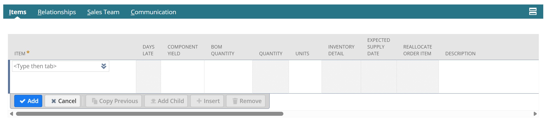 Add items to NetSuite work order