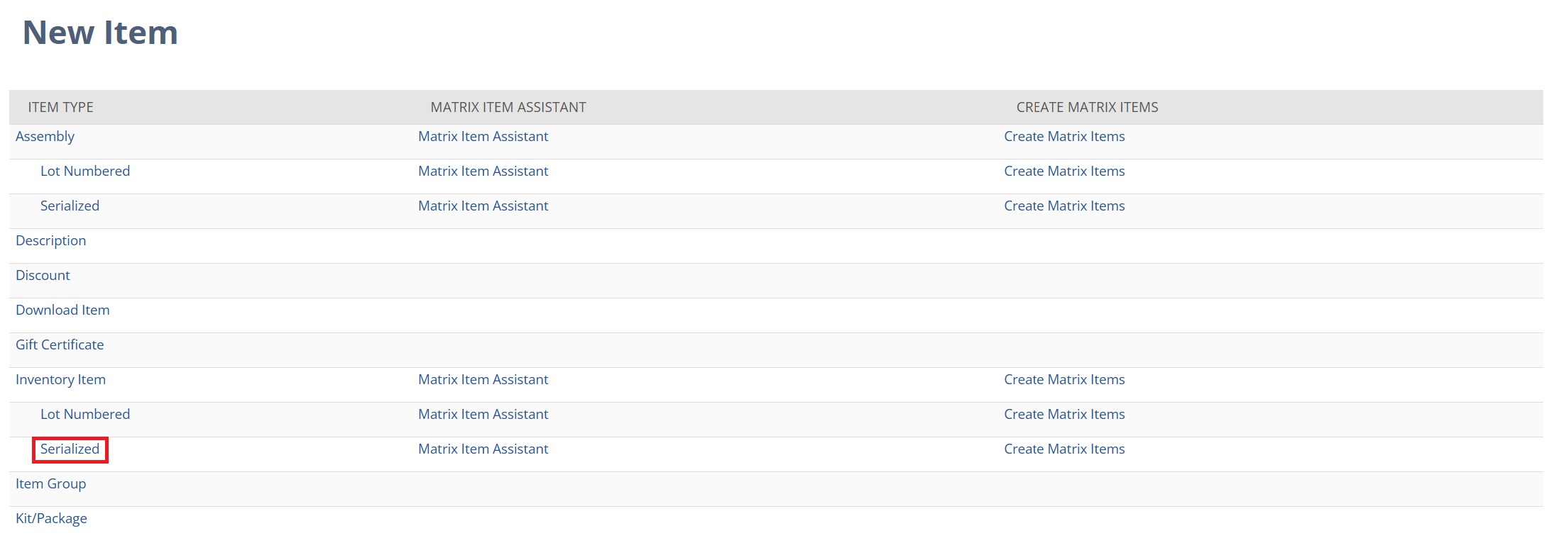 Create New NetSuite Serialized Items