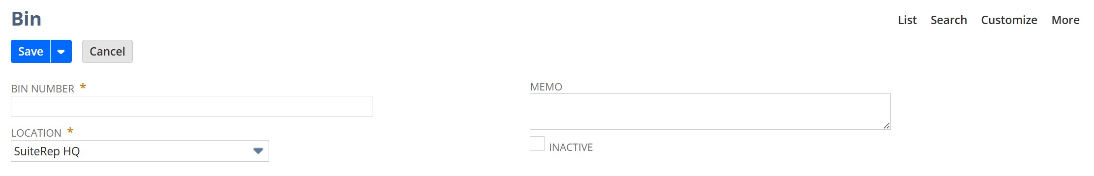 Create new NetSuite bin
