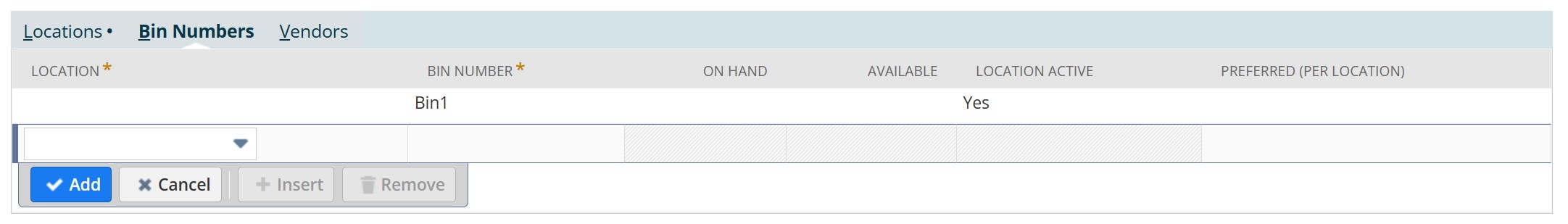 Assign NetSuite item to bin