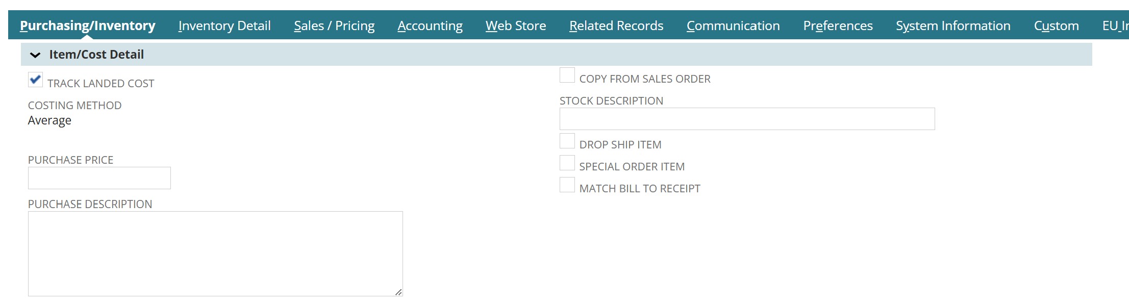 Configure NetSuite item records for landed cost