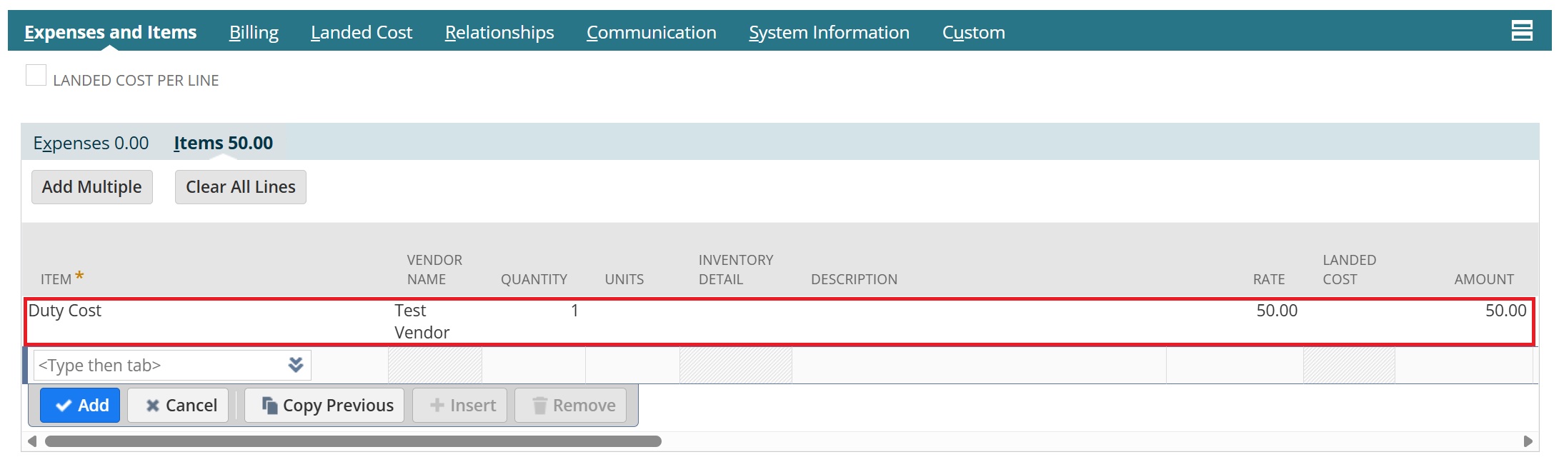 Add other charge item to NetSuite vendor bill record