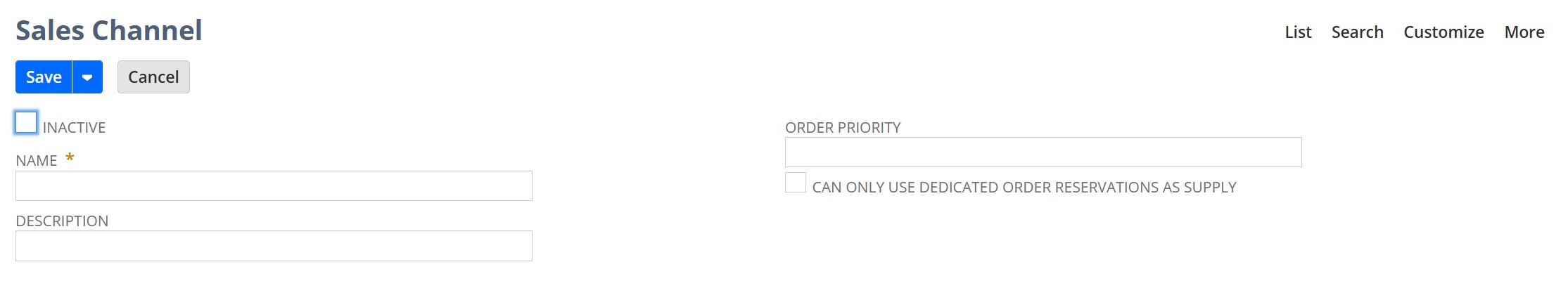Create NetSuite Sales Channel Record