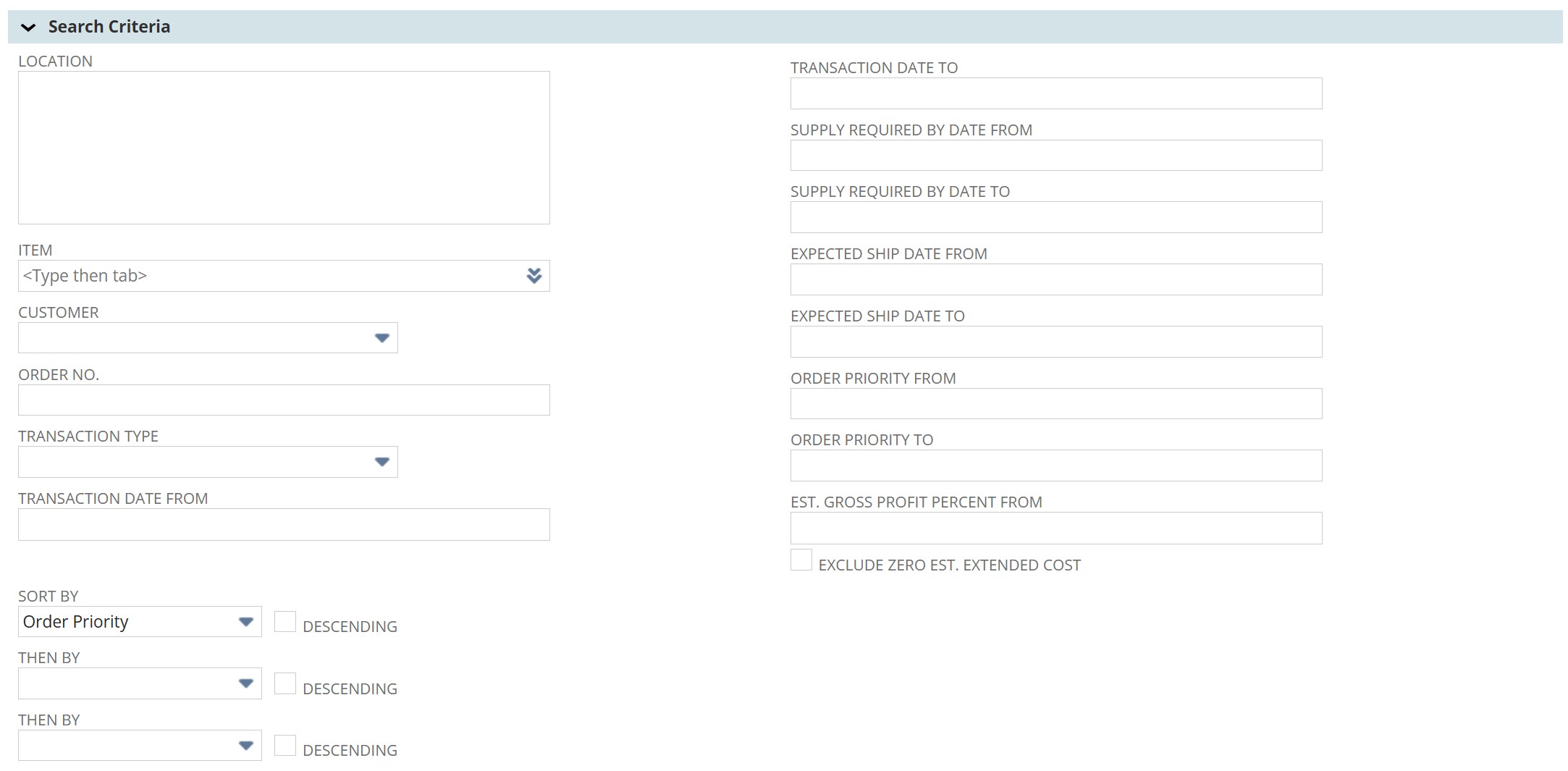 NetSuite order allocation schedule search criteria