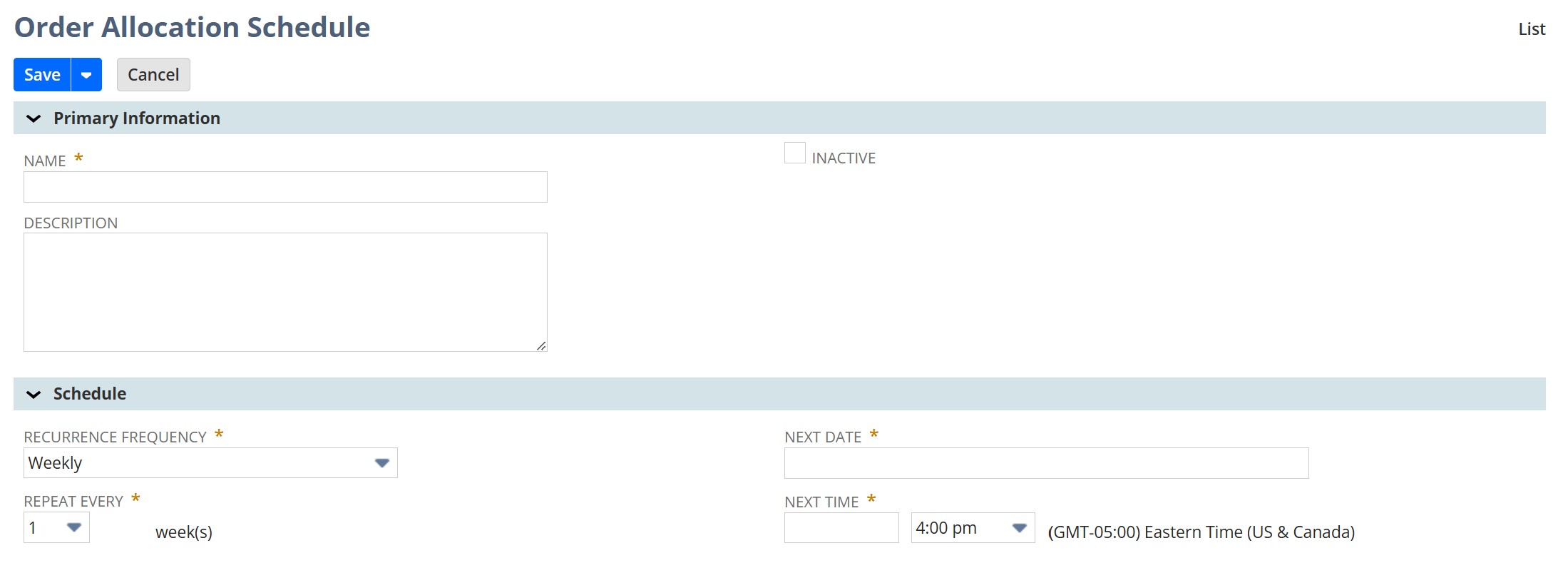 NetSuite create an order allocation schedule