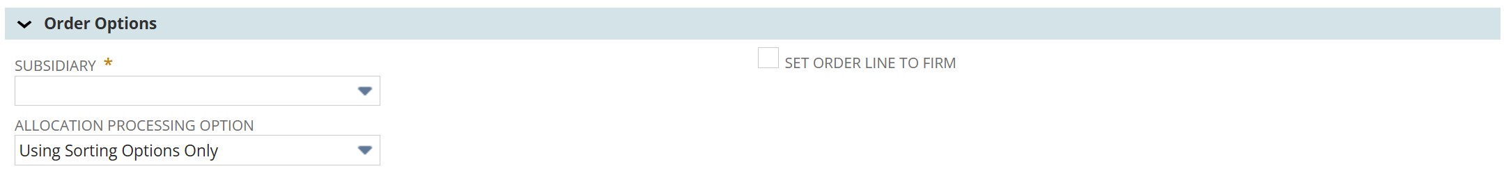 NetSuite order allocation schedule order options